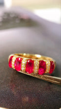 Load image into Gallery viewer, LUOWEND 18K Yellow Gold Real Natural Ruby Ring for Women
