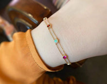Load image into Gallery viewer, LUOWEND 18K Yellow Gold Natural Gemstone Bracelet for Women
