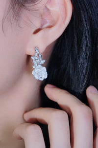 LUOWEND 18K White Gold Real Natural Diamond Drop Earrings for Women