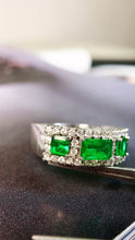 Load image into Gallery viewer, LUOWEND 18K White Gold Real Natural Emerald Ring for Women
