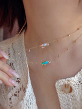 Load image into Gallery viewer, LUOWEND 18K Yellow Gold Natural Crystal Opal Necklace for Women
