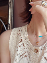 Load image into Gallery viewer, LUOWEND 18K Yellow Gold Natural Crystal Opal Necklace for Women
