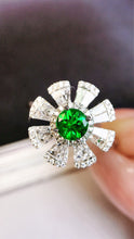 Load image into Gallery viewer, LUOWEND 18K White Gold Real Natural Emerald Ring for Women
