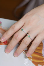 Load image into Gallery viewer, LUOWEND 18K White Gold Natural Green Diamond Ring for Women
