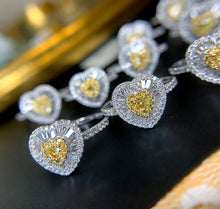 Load image into Gallery viewer, LUOWEND 18K White Gold Real Natural Yellow Diamond Ring for Women

