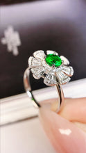 Load image into Gallery viewer, LUOWEND 18K White Gold Real Natural Emerald Ring for Women
