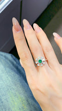 Load image into Gallery viewer, LUOWEND 18K White Gold Real Natural Emerald Ring for Women
