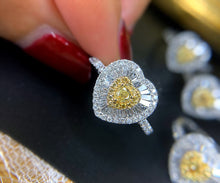 Load image into Gallery viewer, LUOWEND 18K White Gold Real Natural Yellow Diamond Ring for Women
