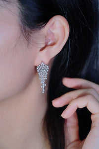 LUOWEND 18K White Gold Real Natural Diamond Drop Earrings for Women