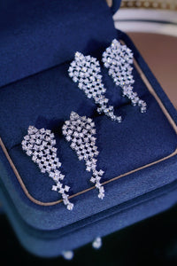 LUOWEND 18K White Gold Real Natural Diamond Drop Earrings for Women