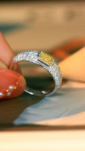 Load image into Gallery viewer, LUOWEND 18K White Gold Real Natural Yellow Diamond Ring for Women
