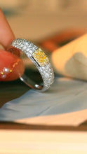 Load image into Gallery viewer, LUOWEND 18K White Gold Real Natural Yellow Diamond Ring for Women
