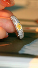 Load image into Gallery viewer, LUOWEND 18K White Gold Real Natural Yellow Diamond Ring for Women
