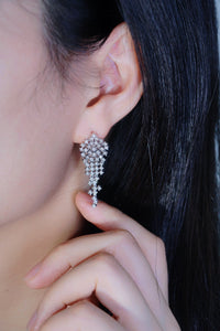 LUOWEND 18K White Gold Real Natural Diamond Drop Earrings for Women