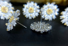 Load image into Gallery viewer, LUOWEND 18K White Gold Real Natural Yellow Diamond Earrings for Women
