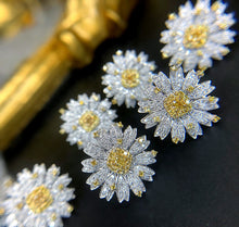 Load image into Gallery viewer, LUOWEND 18K White Gold Real Natural Yellow Diamond Earrings for Women
