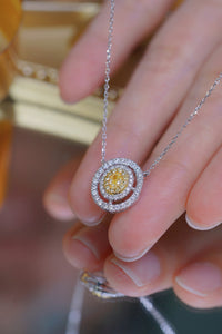 LUOWEND 18K White Gold Natural Yellow Diamond Necklace for Women