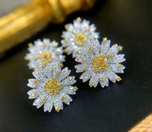 Load image into Gallery viewer, LUOWEND 18K White Gold Real Natural Yellow Diamond Earrings for Women
