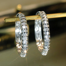 Load image into Gallery viewer, LUOWEND 18K White Gold Real Natural Diamond Earrings for Women
