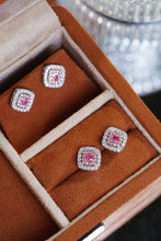 Load image into Gallery viewer, LUOWEND 18K White Gold Natural Pink Diamond Earrings for Women
