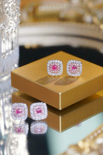 Load image into Gallery viewer, LUOWEND 18K White Gold Natural Pink Diamond Earrings for Women
