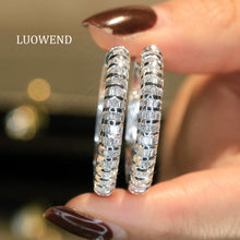 Load image into Gallery viewer, LUOWEND 18K White Gold Real Natural Diamond Earrings for Women
