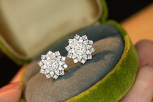 Load image into Gallery viewer, LUOWEND 18K White Gold Real Natural Diamond Earrings for Women
