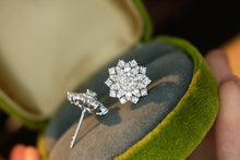 Load image into Gallery viewer, LUOWEND 18K White Gold Real Natural Diamond Earrings for Women
