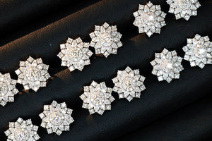 LUOWEND 18K White Gold Real Natural Diamond Earrings for Women