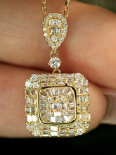 Load image into Gallery viewer, LUOWEND 18K White/Yellow Gold Real Natural Diamond Pendant Necklace for Women
