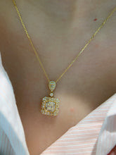 Load image into Gallery viewer, LUOWEND 18K White/Yellow Gold Real Natural Diamond Pendant Necklace for Women
