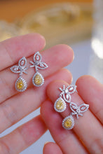 Load image into Gallery viewer, LUOWEND 18K White Gold Natural Yellow Diamond Stud Earrings for Women
