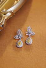 Load image into Gallery viewer, LUOWEND 18K White Gold Natural Yellow Diamond Stud Earrings for Women
