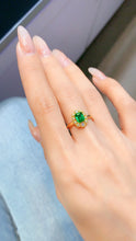 Load image into Gallery viewer, LUOWEND 18K Yellow Gold Real Natural Emerald Ring for Women
