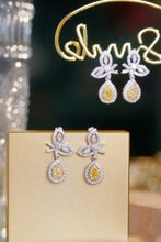 Load image into Gallery viewer, LUOWEND 18K White Gold Natural Yellow Diamond Stud Earrings for Women
