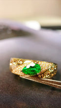 Load image into Gallery viewer, LUOWEND 18K Yellow Gold Real Natural Emerald Ring for Women
