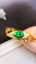 Load image into Gallery viewer, LUOWEND 18K Yellow Gold Real Natural Emerald Ring for Women
