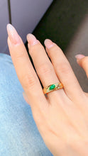 Load image into Gallery viewer, LUOWEND 18K Yellow Gold Real Natural Emerald Ring for Women
