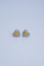 Load image into Gallery viewer, LUOWEND 18K White Gold Real Natural Yellow Diamond Stud Earrings for Women
