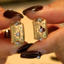 Load image into Gallery viewer, LUOWEND 18K Yellow Gold Real Natural Diamond Earrings for Women
