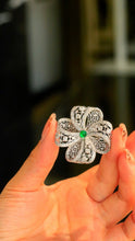 Load image into Gallery viewer, LUOWEND 18K White Gold Natural Emerald Pendant for Women
