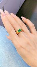 Load image into Gallery viewer, LUOWEND 18K Yellow Gold Real Natural Emerald Ring for Women
