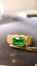 Load image into Gallery viewer, LUOWEND 18K Yellow Gold Real Natural Emerald Ring for Women
