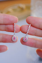 Load image into Gallery viewer, LUOWEND 18K White Gold Natural Pink Diamond Earrings for Women
