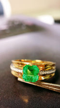 Load image into Gallery viewer, LUOWEND 18K Yellow Gold Real Natural Emerald Ring for Women
