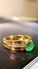 Load image into Gallery viewer, LUOWEND 18K Yellow Gold Real Natural Emerald Ring for Women

