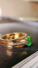 Load image into Gallery viewer, LUOWEND 18K Yellow Gold Real Natural Emerald Ring for Women
