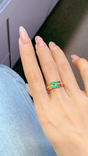 Load image into Gallery viewer, LUOWEND 18K Yellow Gold Real Natural Emerald Ring for Women
