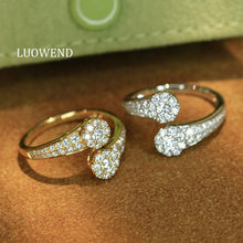 Load image into Gallery viewer, LUOWEND 18K White/Yellow Gold Fine Jewelry Real Natural Diamond Ring for Women
