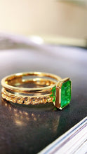 Load image into Gallery viewer, LUOWEND 18K Yellow Gold Real Natural Emerald Ring for Women
